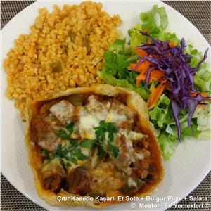 Çıtır Kasede Kaşarlı Et Sote + Bulgur Pilav + Salata