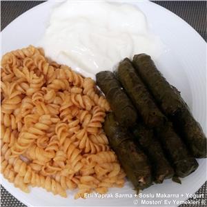 Etli Yaprak Sarma + Soslu Makarna + Yoğurt