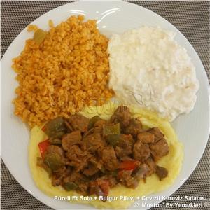 Püreli Et Sote + Bulgur Pilavı + Kereviz Salatası