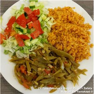 Zeytinyağlı Taze Fasulye + Bulgur Pilavı + Salata