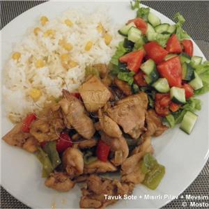 Tavuk Sote + Mısırlı Pilav + Salata